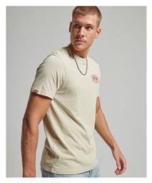 D1 Ovin Vintage Ανδρικό T-shirt Μπεζ με Λογότυπο Superdry