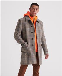 Superdry Edit Car Ανδρικό Παλτό Camel Check από το Clodist