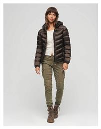 Fuji Κοντό Γυναικείο Puffer Μπουφάν για Χειμώνα Καφέ Superdry