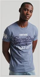 Vintage Ανδρικό T-shirt Κοντομάνικο Γαλάζιο Superdry