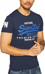 Superdry Vintage Ανδρικό T-shirt Navy Μπλε με Λογότυπο από το Troumpoukis