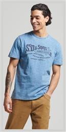 Vintage Script Ανδρικό T-shirt Γαλάζιο με Στάμπα Superdry