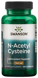 N-Acetyl Cysteine 600mg 100 Κάψουλες Unflavoured Swanson