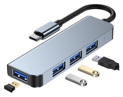 Tech-Protect V1-HUB USB 3.0 Hub 4 Θυρών με σύνδεση USB-C & Θύρα Φόρτισης Γκρι - Tech Protect