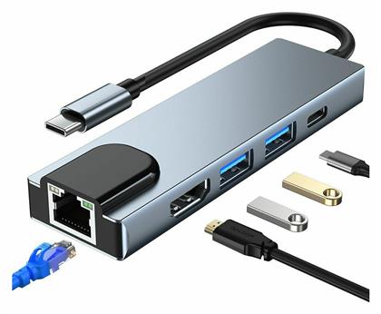 Tech-Protect V3-HUB USB 3.0 Hub 3 Θυρών με σύνδεση USB-C & Θύρα Φόρτισης Γκρι - Tech Protect