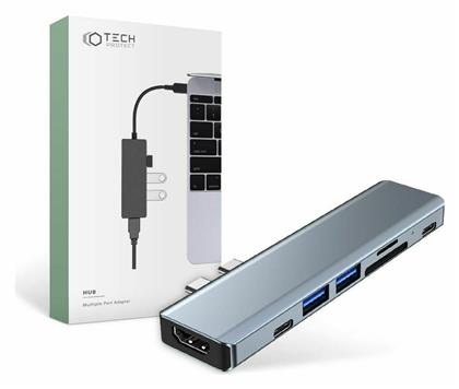 Tech-Protect V5-HUB USB 3.0 Hub 4 Θυρών με σύνδεση USB-C Γκρι - Tech Protect