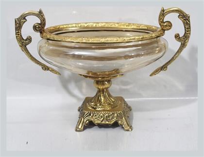 Τελειωματα Αντικε Τουρτιέρα Γυάλινη με Πόδι Χρυσή 31x14x22εκ. Estheti