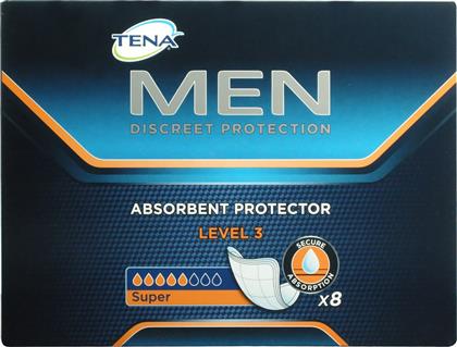 Men Absorbent Protector Level 3 Ανδρικές Σερβιέτες Ακράτειας Κανονικής Ροής 5 Σταγόνες 8τμχ Tena