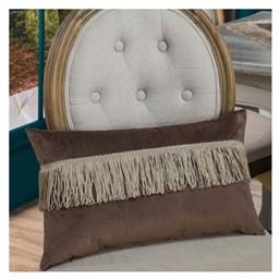 Μαξιλάρι Καναπέ Velvet Με Κρόσια 03 Brown 30x50εκ. Teoran