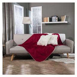 Velour Κουβέρτα Γούνινη Καναπέ 130x160εκ. 10 Bordo Teoran