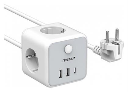 Πολύπριζο 3 Θέσεων με 2 USB-A, 1 USB-C, Διακόπτη και Καλώδιο 2m Tessan