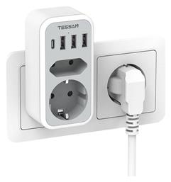 Πολύπριζο 4 Θέσεων με 3 USB-A και 1 USB-C Tessan
