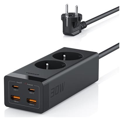 Smart Πολύπριζο Ασφαλείας 2 Θέσεων με 2 USB-A, 2 USB-C και Καλώδιο 6m Tessan
