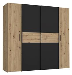 Τετράφυλλη Ντουλάπα Ρούχων Μαύρο-oak 200x61x190.5cm - Pakketo