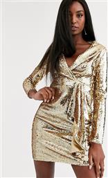 TFNC Tall sequin tux mini dress in liquid gold-Red από το Asos