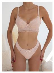 Δαντελένιο Σετ Εσωρούχων με String Ροζ The Fashion Project