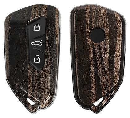 Θήκη Κλειδιού από Πλαστικό με 3 Κουμπιά για Seat / Skoda / VW σε Καφέ Χρώμα - Volkswagen