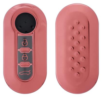 Θήκη Κλειδιού Flip Key από Σιλικόνη με 3 Κουμπιά για Fiat / Lancia σε Ροζ Χρώμα - KWmobile