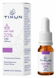 Any Time Έλαιο Κάνναβης σε Σταγόνες 2000mg με 20% CBD με Γεύση Citrus 10ml Tikun