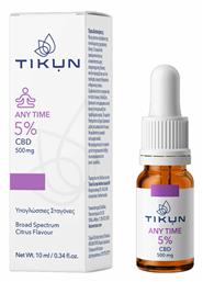 Any Time Έλαιο Κάνναβης σε Σταγόνες 500mg με 5% CBD με Γεύση Citrus 10ml Tikun