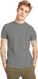 Timberland Dun River Crew Ανδρικό T-shirt Γκρι με Λογότυπο