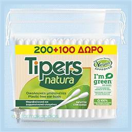 Tipers Natura Plastic Free Ear Buds Οικολογικές Μπατονέτες 300τεμ