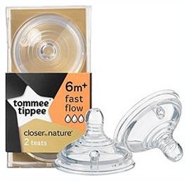 Tommee Tippee Baby Closer To Nature Teats Fast Flow 6m+