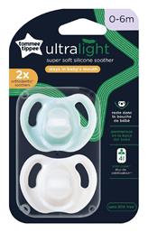 Πιπίλες Σιλικόνης Ultra Light Λευκό/Βεραμάν για 0-6 μηνών 2τμχ Tommee Tippee