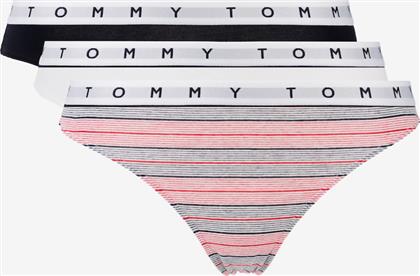 Tommy Hilfiger Βαμβακερά Γυναικεία String 3Pack White/Printed Stripe/Desert Sky από το Cosmos Sport