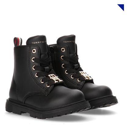 Bootie Παιδικά Αρβυλάκια με Κορδόνια Μαύρα Tommy Hilfiger