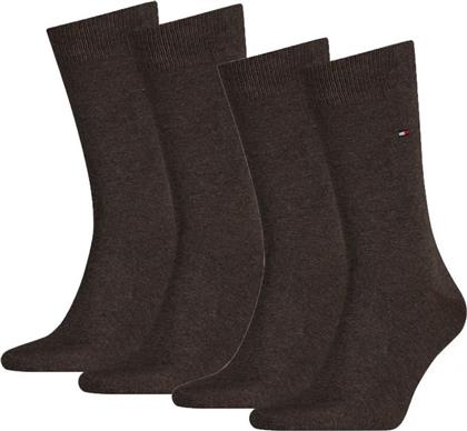 Tommy Hilfiger Classic Ανδρικές Μονόχρωμες Κάλτσες Καφέ 2Pack
