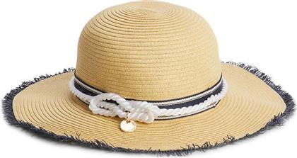 Tommy Hilfiger Coast Straw Γυναικείο Ψάθινο Καπέλο Floppy Μπεζ