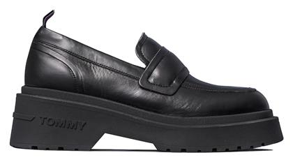 Δερμάτινα Γυναικεία Loafers σε Μαύρο Χρώμα Tommy Hilfiger