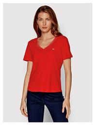 Γυναικείο T-shirt με V Λαιμόκοψη Κόκκινο Tommy Hilfiger