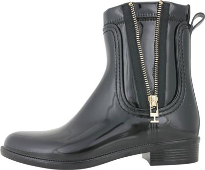 Tommy Hilfiger Glossy Rainboot Γυναικείες Γαλότσες σε Μαύρο Χρώμα από το MyShoe