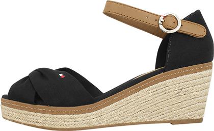 Iconic Elba Sandal Καλοκαιρινές Γυναικείες Πλατφόρμες Μαύρες Tommy Hilfiger