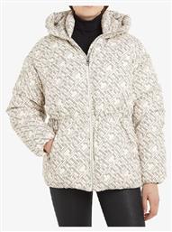 Κοντό Γυναικείο Puffer Μπουφάν Μπεζ Tommy Hilfiger