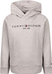 Tommy Hilfiger Fleece Παιδικό Φούτερ με Κουκούλα και Τσέπες Γκρι Essential
