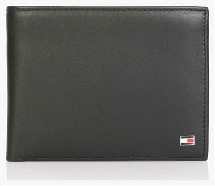 Signature Stripe Trifold Δερμάτινο Ανδρικό Πορτοφόλι Μαύρο Tommy Hilfiger