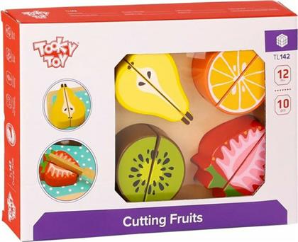 Tooky Toys Φρούτα & Δίσκος Κοπής από Ξύλο για 1+ Ετών