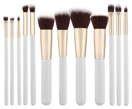 Σετ Επαγγελματικά Πινέλα Μακιγιάζ με Συνθετική Τρίχα Kabuki White 12τμχ Tools for Beauty
