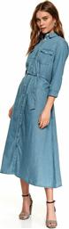Top Secret Midi All Day Φόρεμα Τζίν με Κουμπιά Μπλε από το Koolfly