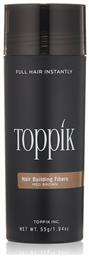 Ίνες Κάλυψης Αραίωσης Μαλλιών με Κερατίνη Hair Building Fibers Giant Medium Brown 55gr Toppik