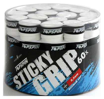 Sticky Tennis Overgrips - 0.50mm x 60 White / Black Topspin