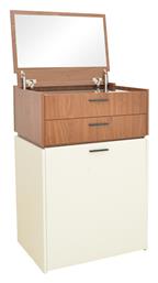 Τουαλέτα Κρεβατοκάμαρας Sonlen Ξύλινη Καρυδί-κρεμ με Καθρέπτη 60x45x130εκ. Pakketo