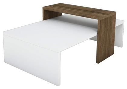 Τραπεζάκι Σαλονιού Glow 80x50x32cm Καρυδί - Λευκό - Pakketo