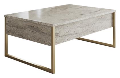 Τραπεζάκι Σαλονιού Luxe Μ90xΠ60xΥ40εκ. Travertine - Χρυσό - Megapap