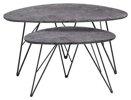 Τραπεζάκι Σαλονιού Νάνσι 2τμχ 90x60x45.5cm Γκρι - Zita Plus