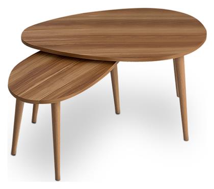 Τραπεζάκι Σαλονιού Spline 2τμχ Μ80xΠ40xΥ46εκ. Καρυδί - Megapap από το Designdrops