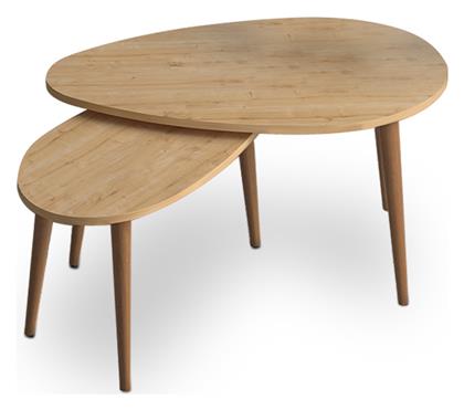 Τραπεζάκι Σαλονιού Spline 2τμχ Μ80xΠ40xΥ46εκ. Oak - Megapap